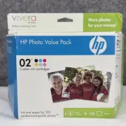 HP 02 Vivera Value Pack 6 Ink Cartridges/150 4x6 Adv Photo Paper EXP Jan 2010