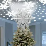 Christmas Tree Topper Lighted Snowflake W LED Projector Lights NEW