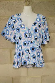 mister zimi ’summer birdie’ blue floral s/s top…size 8…nwts…rrp $110...