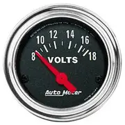 Autometer Traditional Chrome Volt Meter Electric - 2 1/16 Inch, Short Sweep, 8 - 18V, AU2592