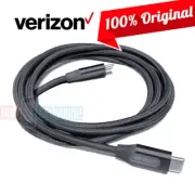 10FT Gray Verizon Logo Braided USB-C Fast Charge Data Cable for Samsung Apple LG