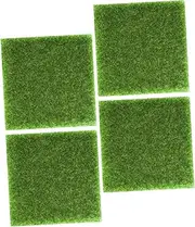 HANABASS 1set Artificial Grass Mat Fake Turf for Outdoor Landscaping Decor for Patio Garden and Craft Projects Easy to Cut Durable and Portable Fake Grass Mat 4pcs