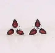 Natural Garnet Marquise Earring Solid 925 sterling Silver Garnet Studs Earrings