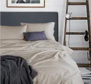 Premium Bamboo Blend Fitted Flat Sheet Pillowcases Bedding Set 5 sizes(Single, Double, Queen, King, King Single)-ASH