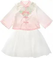 [MEIOOFIC] Girls' Autumn Hanfu-Inspired Two-Piece Suit | Western Style Baby Princess Skirt | Elegant Spring Outfit for Children