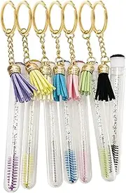Keychain Eyelash Brush Tube,Diamond Crystal Empty Eyelash Tubes Spoolies Makeup Brush | Eyebrow Applicator Lash Extension Supplies for