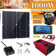 Full 200W 100A Solar Panel Kit 4000W Power Inverter Generator 110V Home System