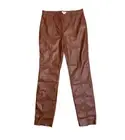 Jason Wu Light Brown Faux Leather Skinny Pants Split Ankle sz L Trendy Neutral