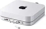 Satechi USB-C Hub - Type-C Aluminum Stand & Hub - USB-C Data Port, Micro/SD Card Readers, USB 3.0 & Headphone Jack Port - for Mac Studio, Mac Mini M2/M1/2018 (Not Compatible with M4) - Silver