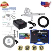 Precision Airbrush Kit with Gravity Feed, Mini Compressor & Storage Case - 1/3oz