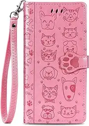 [YBROY] Case for Samsung Galaxy M34 5G, Magnetic Flip Leather Premium Wallet Phone Case, with Card Slot and Folding Stand, Case Cover for Samsung Galaxy M34 5G.(Pink)
