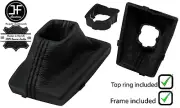 BLACK STITCH LEATHER AUTOMATIC STRONIC GEAR+FRAME+TOP RING FOR AUDI A4 B9 15-20 (for: Audi)