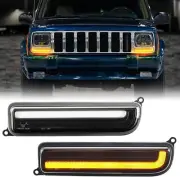 2x For 1997-2001 Jeep Cherokee XJ LED Front Corner Turn Signal DRL Parking Light