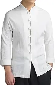 [Aoleaky] Tang Suit For Men Chinese Traditional Jacket Autumn Casual Linen Full Sleeve Shirt Tops Hanfu Kung Fu Uniform