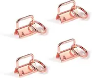 SPEEDWOX 25Pcs 1 Inch Key Fob Hardware Set, Rose Gold Keychain Wristlet with Split Ring, for Ribbon Webbing