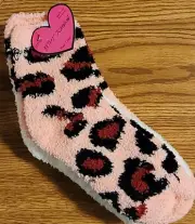 BETSEY JOHNSON 3 Pairs Plush Crew Socks Women's Size 5-10~Stripes,cheetah,plain