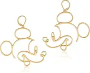[Disney] Women's Mickey Wire Style earrings Dangle Earrings, Gold, 6CM