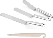 Icing Spatula - Offset Spatula Set with 6", 8", 10" Blade, Stainless Steel with Premium Angled Cake Decorating Frosting Spatula Set of 3 Cake Spatula and Cake Stripping Tool (Stainless Steel)