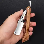 manual razors redwood handle shaver men's shaving razor professional barber Hair cut razor change blade type shaving knife Professional Straight Edge Razor with 20 both Edge Blades stainless blades… (JCM)