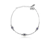 Culturesse Birdie Evil Eye 24.8cm Adjustable Bracelet Sterling Silver Jewellery