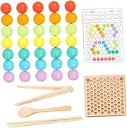 KOMBIUDA 1set Montessori Color Sorting Toy Fine Motor Skills Development for Boy Girl Color Learning and Coordination Game with Beads Educational Boy Girl Playset for Year