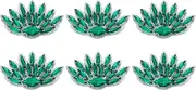 uxcell 6Pcs Handmade Beaded Patches, Peacock Tail Glass Crystal Appliques Sew on Rhinestone Patch for Clothing DIY Sewing Accessories, Malachite Green