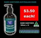BULK ALCOHOL HAND SANITIZER 75% Alcohol Sanitiser 12x500ml Australian made