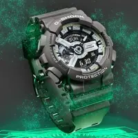 在飛比找森森購物網優惠-CASIO G-SHOCK 綠色光芒 時尚雙顯腕錶 GA-1