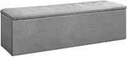 Artiss Tufted Storage Ottoman, Foot Rest Stool Bench Padded Seat Blanket Box Chest Bedroom Living Room Indoor, Grey 140 x 40 x 40cm Faux Linen Fabric Open Lid Heavy Duty