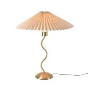 Gold Pleated Small Table Lamp, Brass Modern Bedside Table Lamp for Bedroom, M...