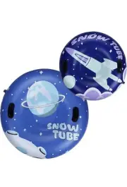 Family Fun 2-Pack Snow Tube Sleds, Heavy Duty PVC Slick Bottom Sturdy Handles