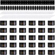 Yauhar 120Pcs 20g Amber Glass Jars Assortment Kit with Inner Liners and Black Lids, Spoons and blank labels for Storing Lip and Body Scrub, Lotion, Body Butter, Bath Salts