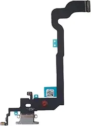 Smartex® Charging Socket with Flex Cable Compatible with iPhone X / 10 White - Dock Connector with Integrated Cable for Microphone and Antenna