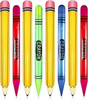 8 Pieces Giant Inflatable Crayon Pencil Balloon Set Back to School Party School Decoration for Classroom Playground Indoor Outdoor Birthday Party School Theme Party Decoration Available