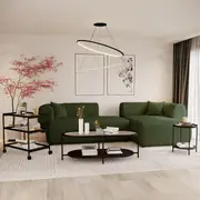 Susie Boucle Sofa & Tables Living Room Package - Dark Green