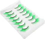 WRITWAA Halloween Costumes Green Lashes 7 Pairs Extra Long False Eyelashes Theatrical Stage Makeup Cosplay Party Accessory Reusable Lash Kit