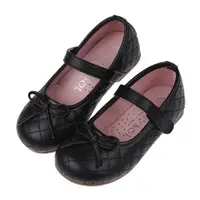 在飛比找PChome24h購物優惠-《布布童鞋》台灣製菱格紋典雅手綁蝴蝶結黑色兒童公主鞋(16~