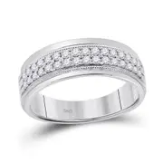 14k White Gold Round Diamond Wedding Machine Set Band 1/2 Ctw