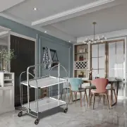 Rolling Serving Cart Dining Car Folding Trolley Glass Bar Storage Cart Home Cart