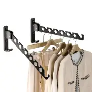 Wall Mount Coat Hanger Holder Black Clothes Drying Organizer Rack Garment Hoo...