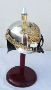WW1 GERMAN FR PICKELHAUBE STEEL & BRASS HELMET PRUSSIAN MILITARY SPIKE HELMET