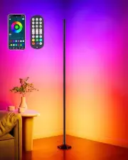 Smart RGB LED Corner Floor Lamp with App and Remote Control, 65" Color Changi...