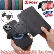 Detachable Leather Case For iPhone 15 Pro 14 13 12 11 Magnetic Flip Wallet Cover