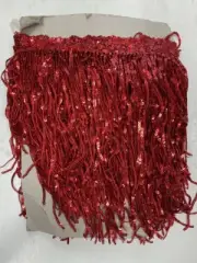 SEQUINS FRINGE 7 INCH SOLD BY 1 YARD RED