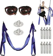 Yoga Hammock, 20 Pieces Yoga Rope Set, Anti-Gravity 2.5 m Yoga Swing Nylon with 2 Yoga Straps 1 m, 6 Handles, Mounting Accessories, Bag, Aerial Yoga Towel Non-Slip, Yoga Leg Stretcher Fitness