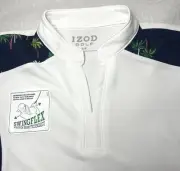 IZOD Women’s Golf Polo Shirt V-Neck Palm Tree Print Short Sleeve Small Stretch