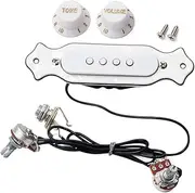 Vaguelly 4 String Pre Wired String Magnetic Soundhole Pickup for Electric Acoustic Guitars Volume Tone Control Knob White for Folk Music Enthusiasts