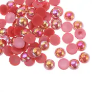 180pcs ABS Half Pearl Beads 10mm Flat Back Imitation Pearl Colorful Red
