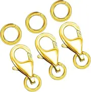 Ofiuny 18K Gold Lobster Clasps for Jewelry Making, 925 Sterling Silver Lobster Claw Clasp with Jump Rings for DIY Necklaces Bracelet Anklet Made in Italy