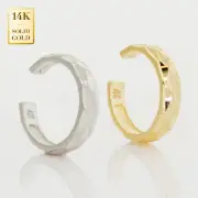 14K REAL Solid Gold Diamond Cut Ear Cuff Ring Cartilage Conch Helix No Piercing